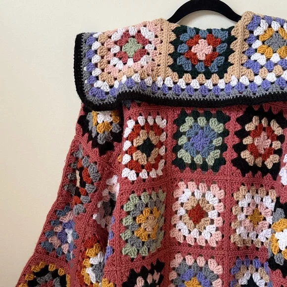 Granny Square Handmade Crochet maxi cardigan coat - Picture 6 of 8